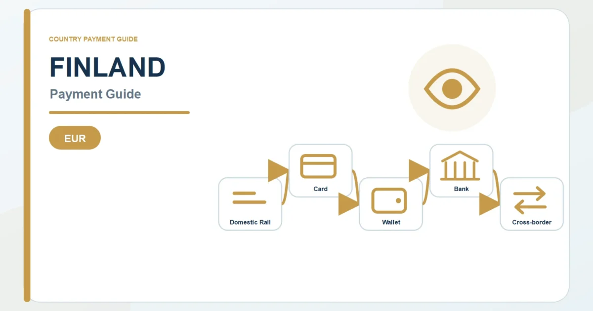 Finland payment guide diagram covering EUR payment rails, cards, wallets, and bank routes
