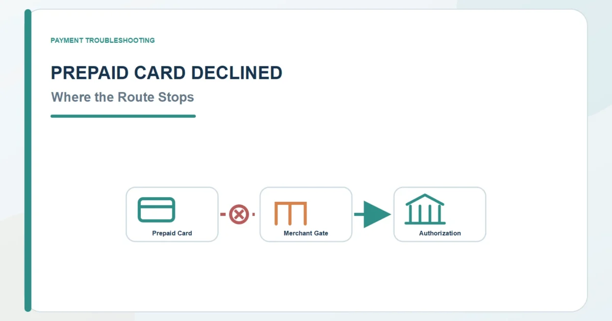 Prepaid card payment route diagram showing where authorization can stop